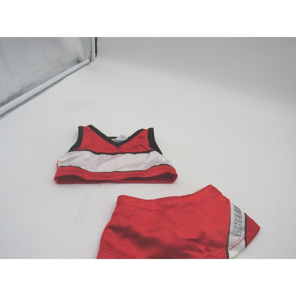 Build A Bear Workshop Red White & Black Cheer Outfit Top & Skirt